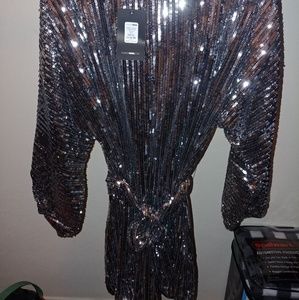 Brand new Fashion Nova silver sequin dress